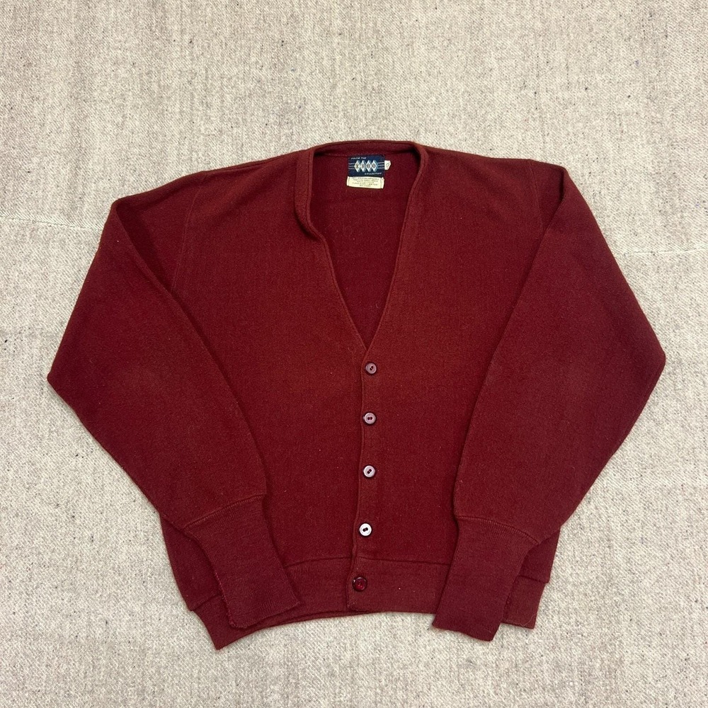 Vintage Acrylic Cardigan Mens Large Red 1960s USA